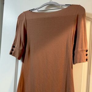 bebe Brown Top with Button Accents